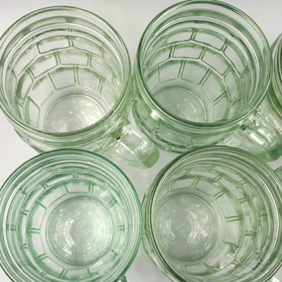 Lot of 6 Vintage 8 oz. Root Beer Barrel Mug Light Green Glass - Picture 3 of 10
